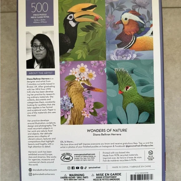 Genuine Fred Puzzle Wonders of Nature 500 Piece Complete Tropical Birds Panel - Picture 4 of 8
